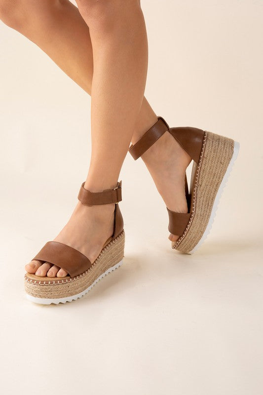 Brown Soda Espadrille Platform Sandals by Fortune Dynamic on Fancy5Fashion.com