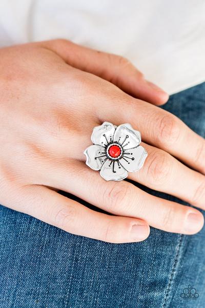 C80 - Boho Blossom, Red Paparazzi Ring by Paparazzi Accessories on Fancy5Fashion.com