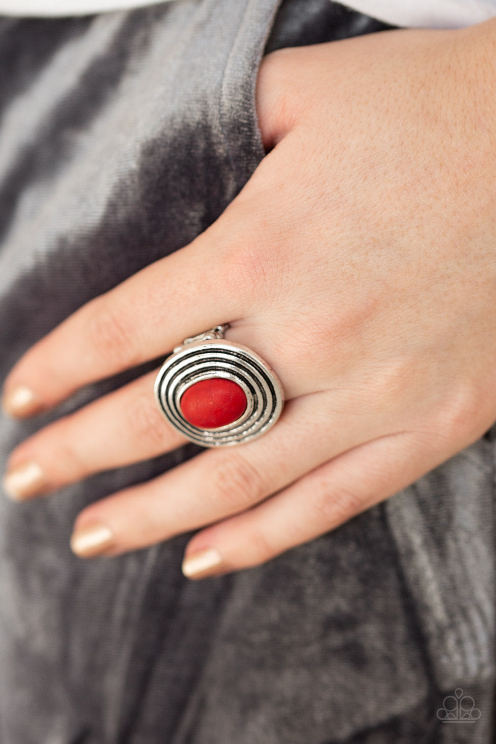 C17 - Spiraling Sands, Paparazzi Red Ring by Paparazzi Accessories on Fancy5Fashion.com