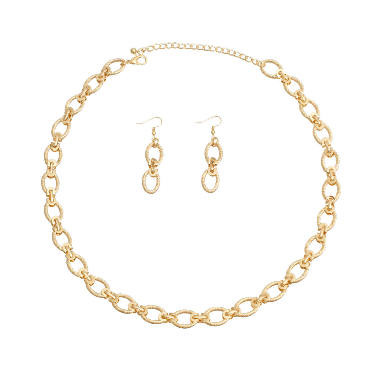 Twisted Oval Gold Metal Chain Set