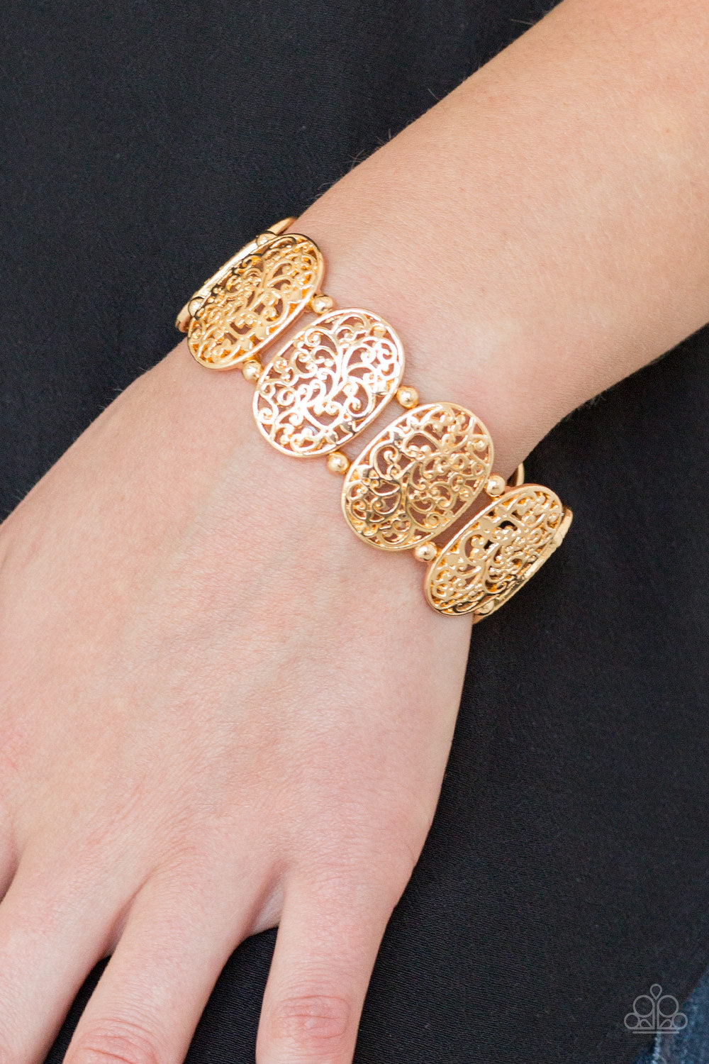 B65 - Everyday Elegance, Paparazzi Gold Bracelet by Paparazzi Accessories on Fancy5Fashion.com