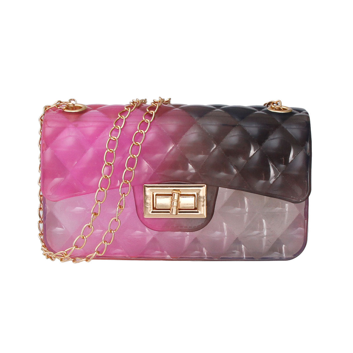 Black Pink Quilted Flap Mini Jelly Bag