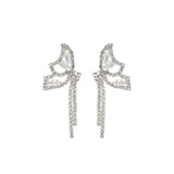 Silver Rhinestone Butterfly Tail Studs