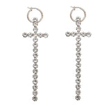 Rhinestone Cross Baby Hoop Earrings