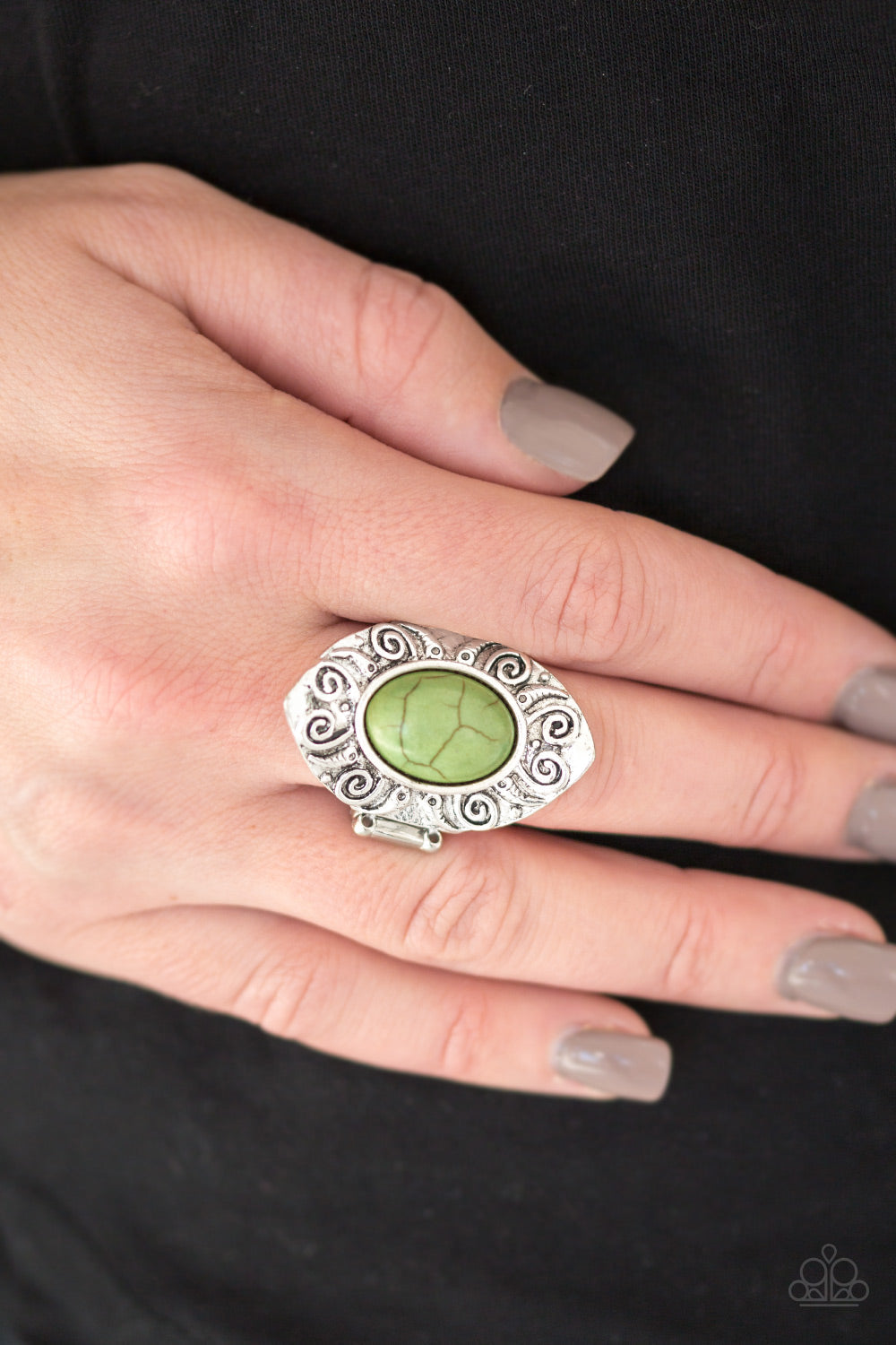 C75 - Mega Mother Nature, Green Ring by Paparazzi Accessories on Fancy5Fashion.com