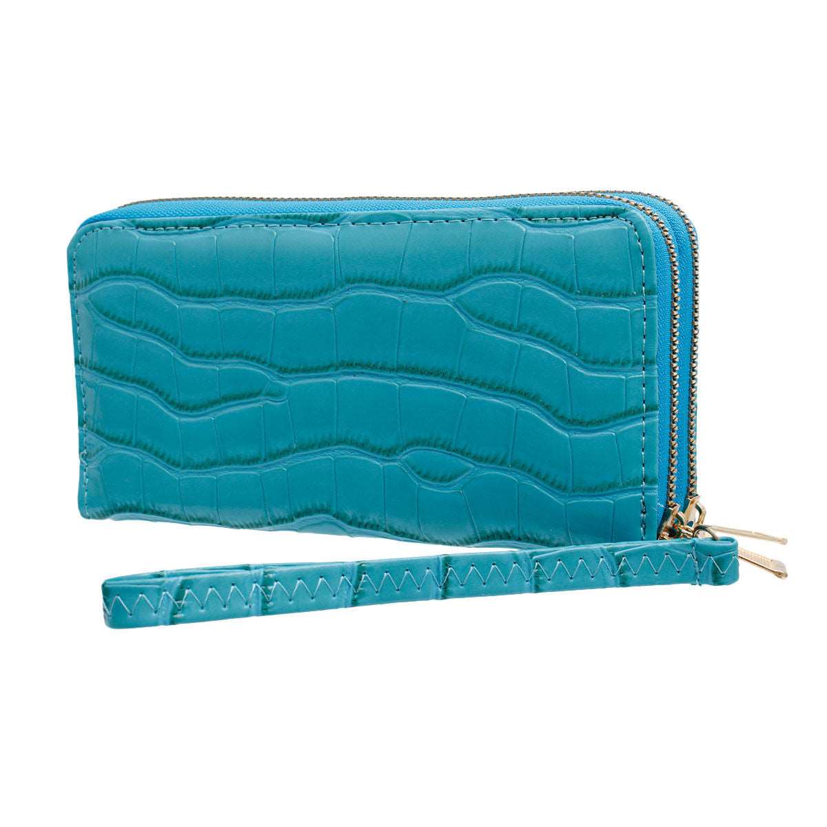 Aqua Croc Double Zipper Wallet