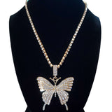 A115 - Ice Gold Rhinestone Butterfly Necklace by Fancy5Fashion on Fancy5Fashion.com