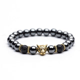 B158 - Natural Frosted Leopard Head Diamond Elastic Bracelet by Fancy5Fashion on Fancy5Fashion.com