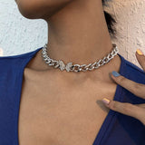 A100 - Butterfly Chain Link Necklace - Silver by Fancy5Fashion on Fancy5Fashion.com