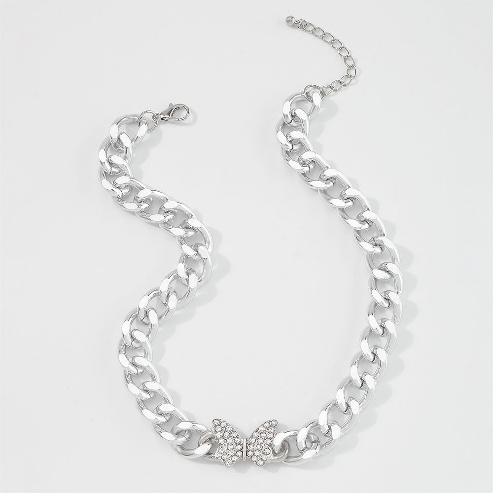 A100 - Butterfly Chain Link Necklace - Silver by Fancy5Fashion on Fancy5Fashion.com