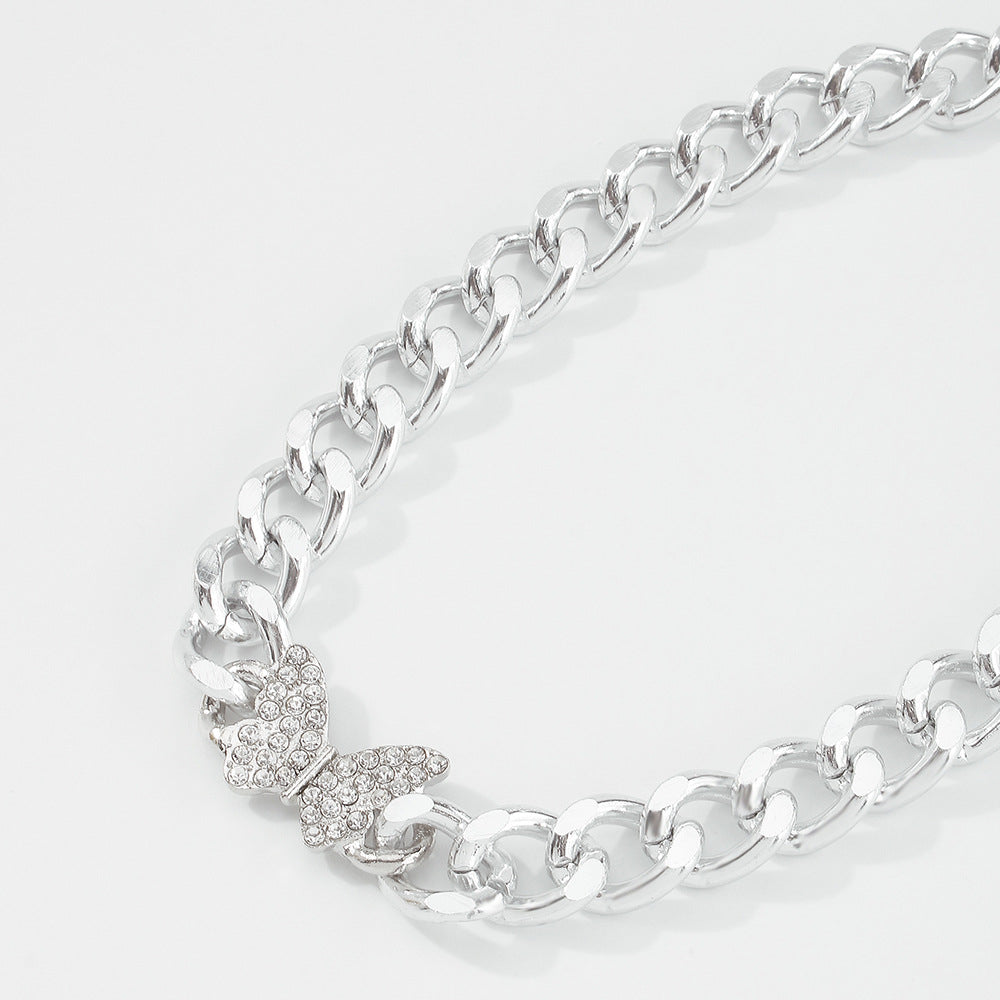 A100 - Butterfly Chain Link Necklace - Silver by Fancy5Fashion on Fancy5Fashion.com