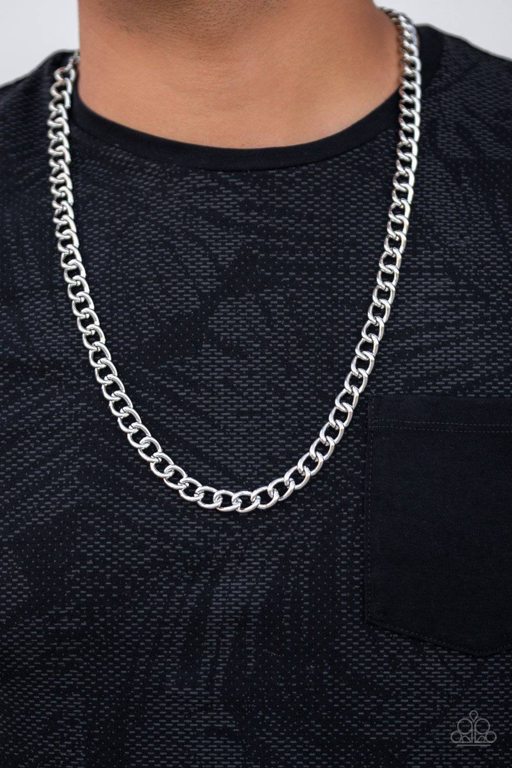 A102 - Full Court, Men's Paparazzi Silver Necklace by Paparazzi Accessories on Fancy5Fashion.com