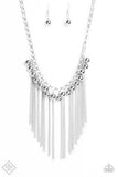 A146 - Powerhouse Prowl Silver Necklace by Paparazzi Accessories on Fancy5Fashion.com