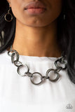 A20 - Jump Into the Ring Black Necklace Set by Paparazzi Accessories on Fancy5Fashion.com