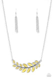 A233 - Frosted Foliage Yellow Necklace by Paparazzi Accessories on Fancy5Fashion.com