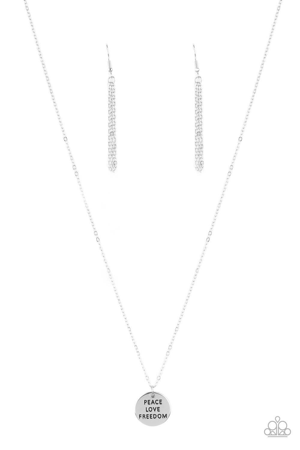 A256 - Freedom Isn't Free Silver Necklace by Paparazzi Accessories on Fancy5Fashion.com