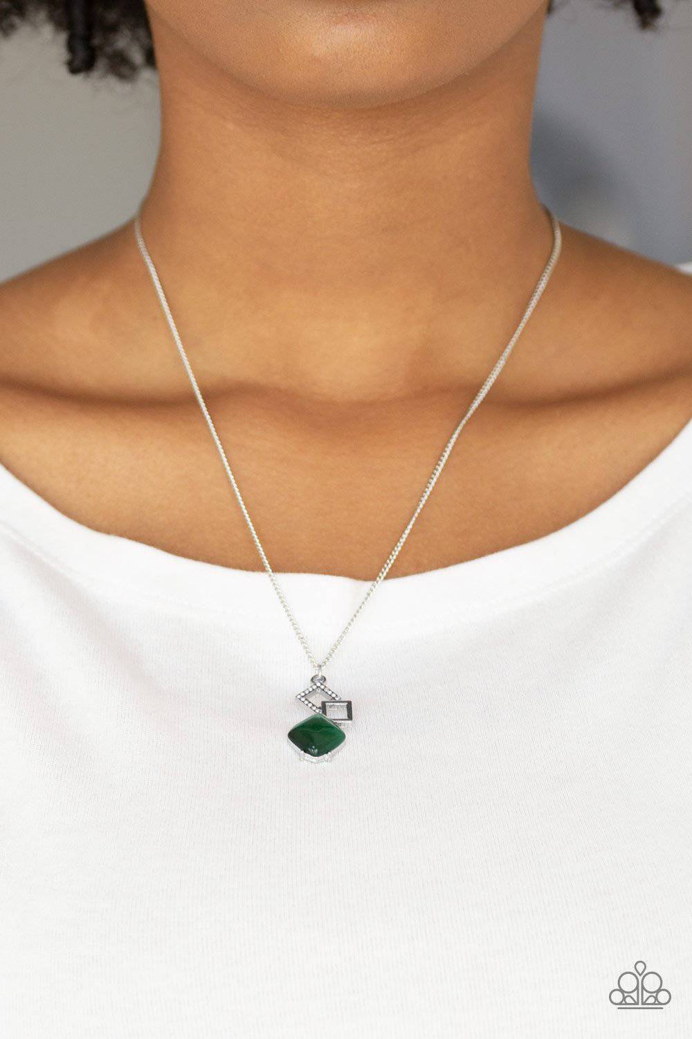 A345 - Stylishly Square Green Necklace by Paparazzi Accessories on Fancy5Fashion.com