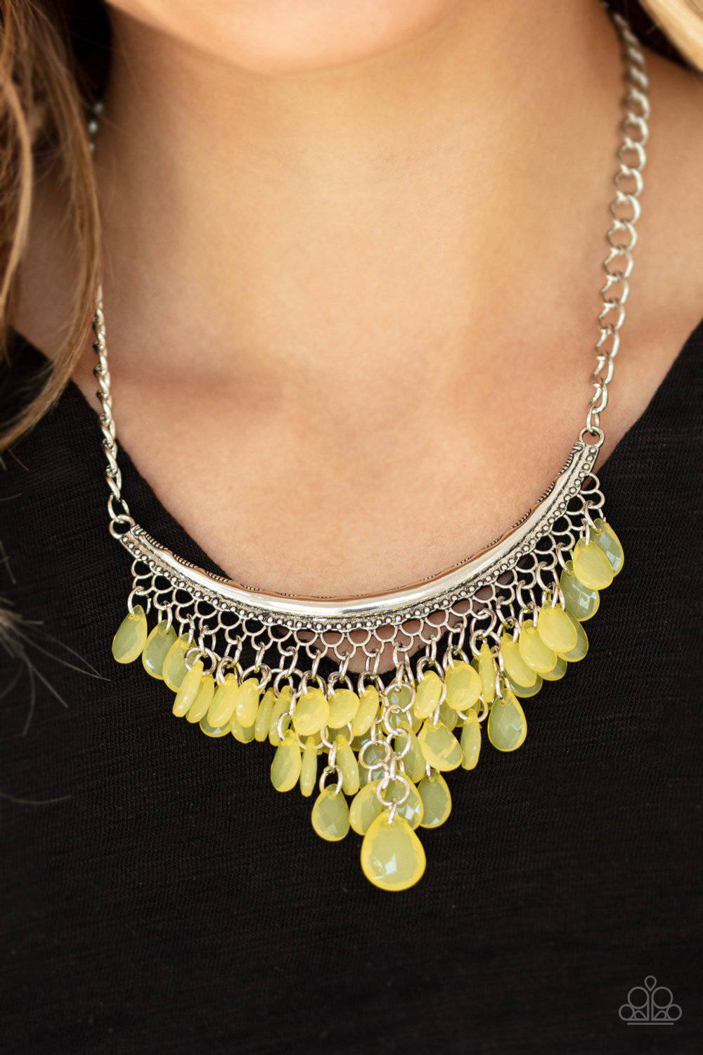 A359 - Rio Rainfall Yellow Necklace by Paparazzi Accessories on Fancy5Fashion.com