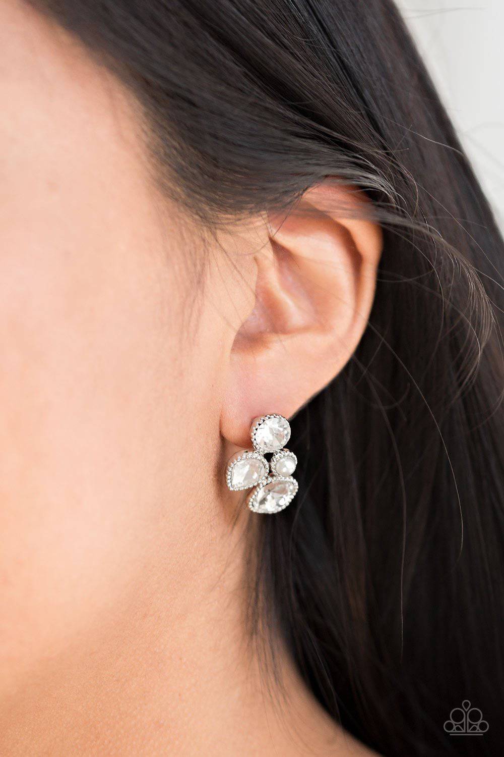 D124 - Super Superstar White Earrings by Paparazzi Accessories on Fancy5Fashion.com