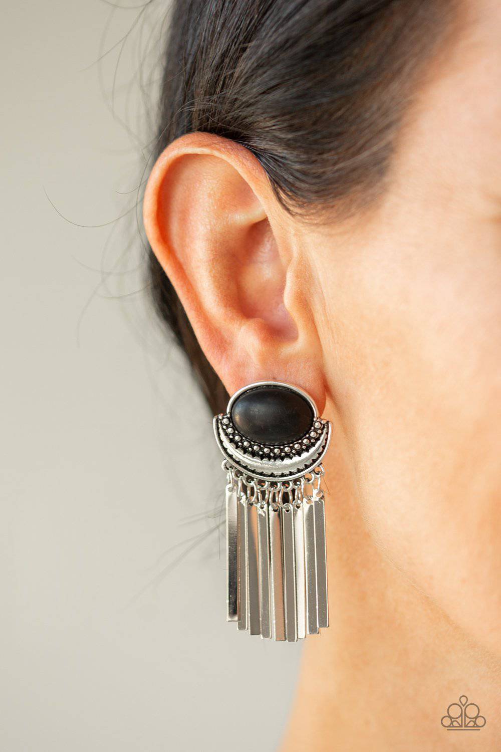 D193 - Monsoon Season Black Earrings by Paparazzi Accessories on Fancy5Fashion.com