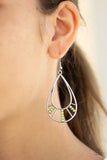 D322 - Line Crossing Sparkling Green Earrings by Paparazzi Accessories on Fancy5Fashion.com