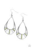 D322 - Line Crossing Sparkling Green Earrings by Paparazzi Accessories on Fancy5Fashion.com