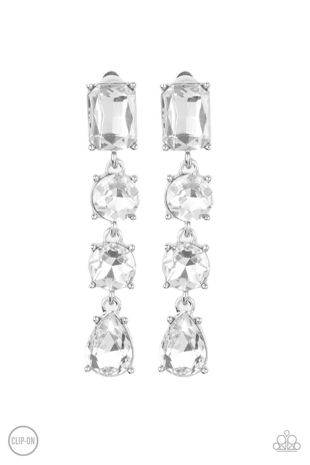 D78 - Make A-LIST White Clip-On Earrings by Paparazzi Accessories on Fancy5Fashion.com