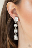 D78 - Make A-LIST White Clip-On Earrings by Paparazzi Accessories on Fancy5Fashion.com