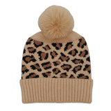 Camel Leopard Pom Beanie