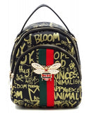 Graffiti Queen Bee Stripe Convertible Backpack Satchel GP2751B GOLD by Fancy5Fashion on Fancy5Fashion.com