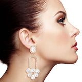 Gold Arched Crystal Earrings