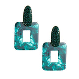 Green Marbled Stone Earrings