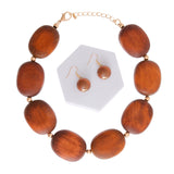 Brown Wooden Disc Necklace