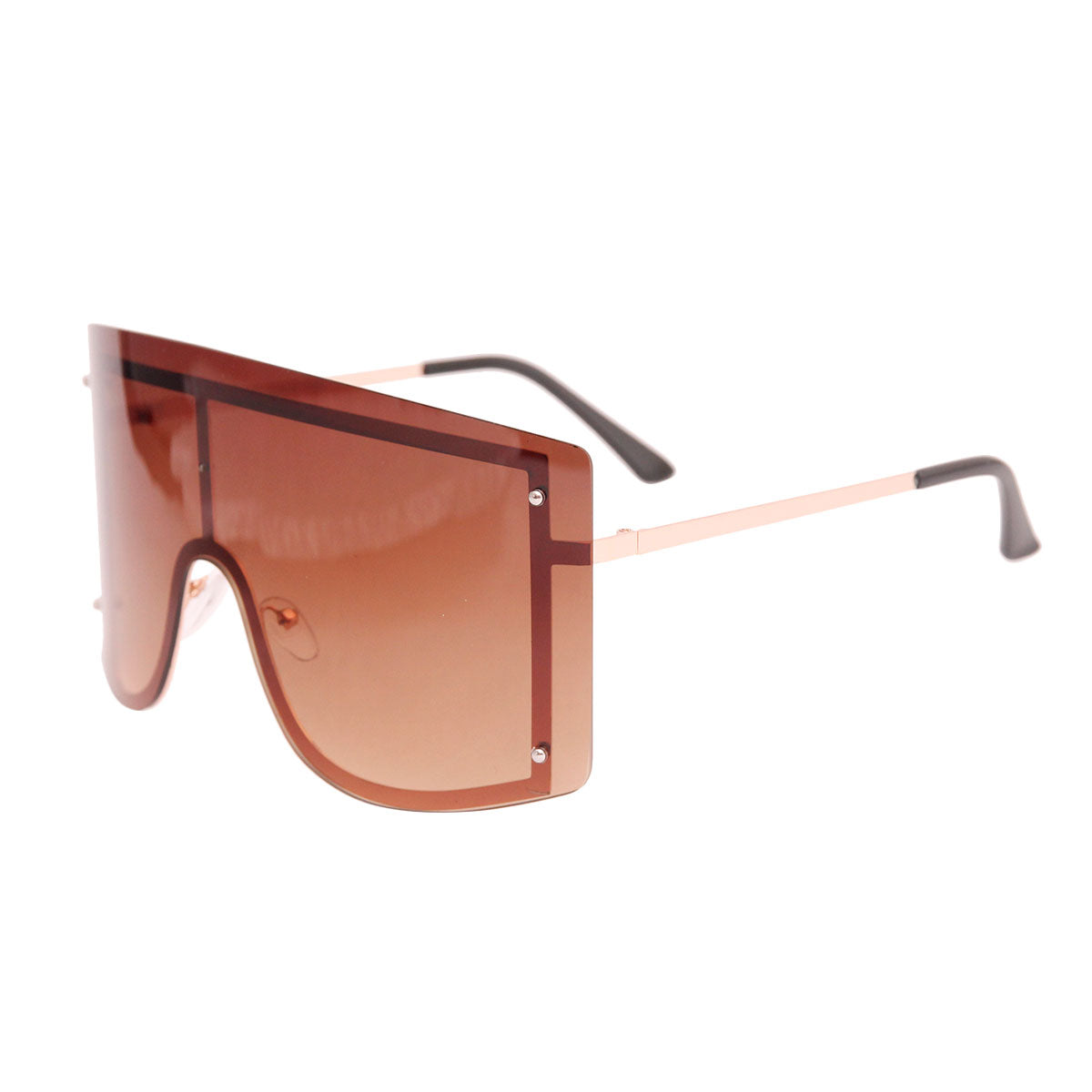Sleek Noir Brown Shield Sunglasses at Fancy5Fashion.com