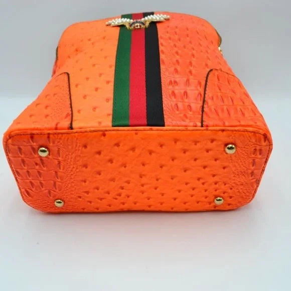 Designer Inspired Queen Bee Stripe Ostrich Backpack by Fancy5Fashion on Fancy5Fashion.com