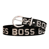 Rhinestone-Embellished Black and Silver Belt on Fancy5Fashion.com
