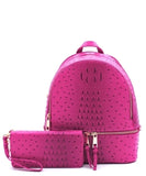 Ostrich Vegan Leather Backpack w Wallet by Fancy5Fashion on Fancy5Fashion.com