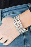B142 - Tectonic Texture Silver Bracelet by Paparazzi Accessories on Fancy5Fashion.com