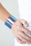 B153 - Holographic Aura Blue Acrylic Bracelet by Paparazzi Accessories on Fancy5Fashion.com