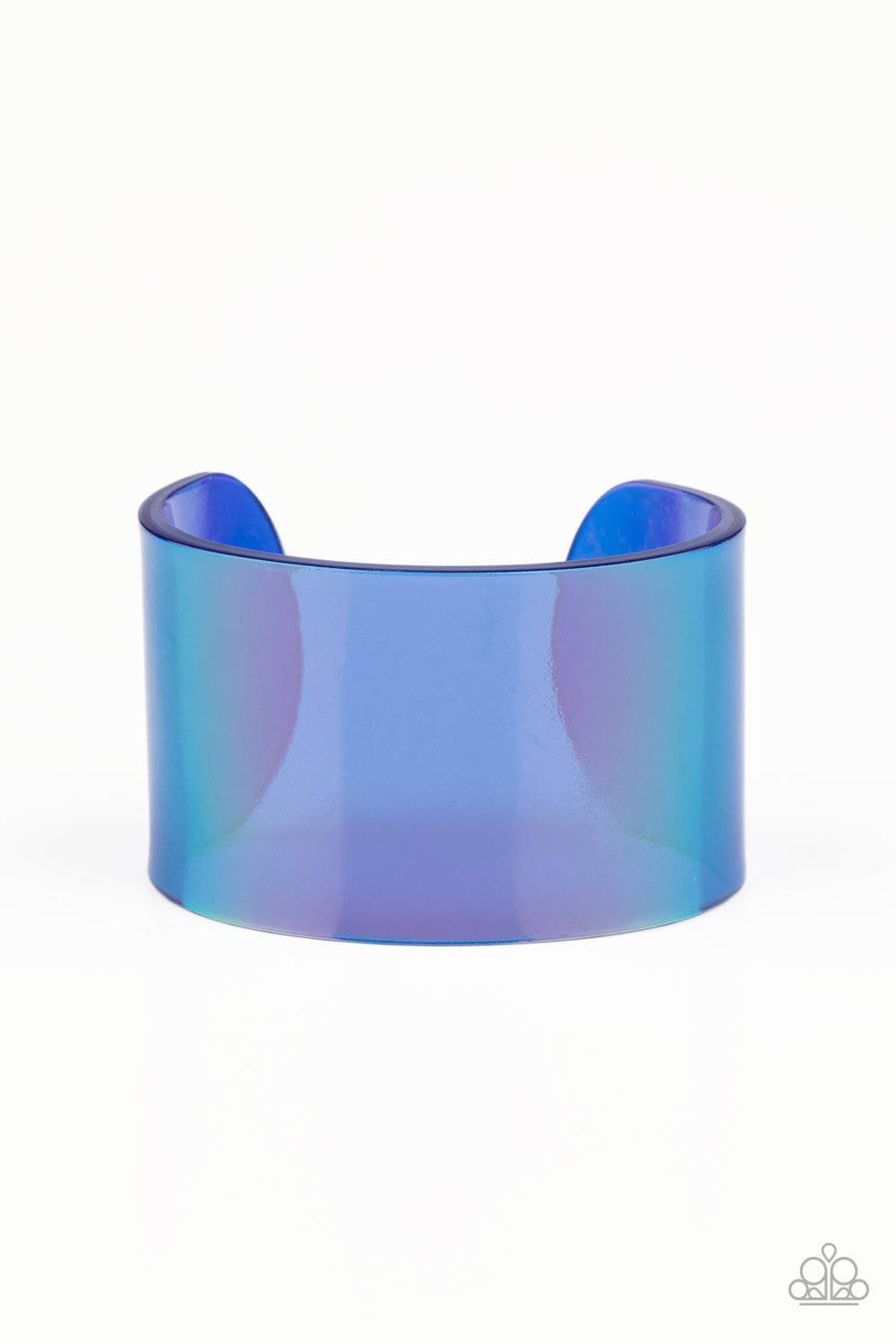 B153 - Holographic Aura Blue Acrylic Bracelet by Paparazzi Accessories on Fancy5Fashion.com