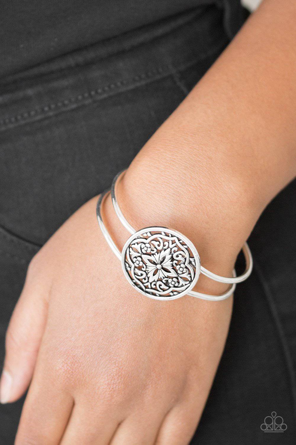 B155 - Mandala Majesty Silver Bracelet by Paparazzi Accessories on Fancy5Fashion.com