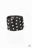 B46 - Sass Squad Black Leather Bracelet by Paparazzi Accessories on Fancy5Fashion.com