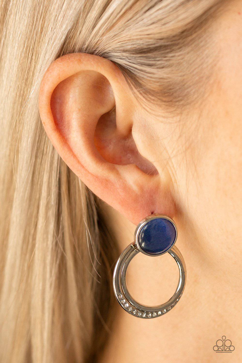 Paparazzi Accessories Glow Roll Blue Post Earring on Fancy5Fashion