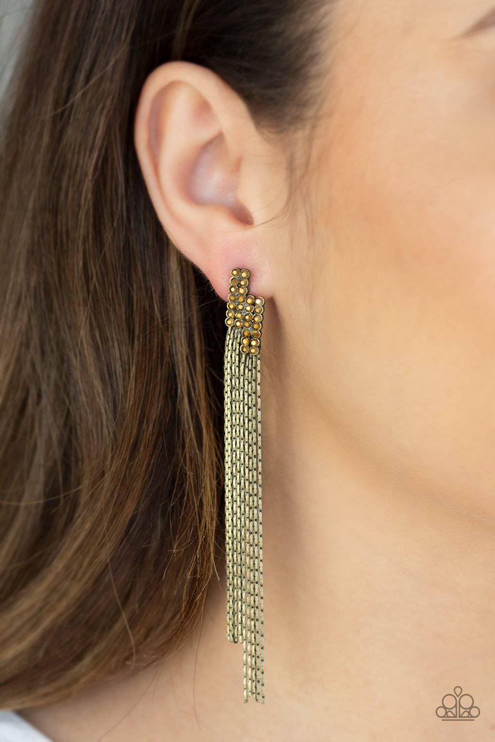 D233 - Radio Waves Brass Earrings by Paparazzi Accessories on Fancy5Fashion.com