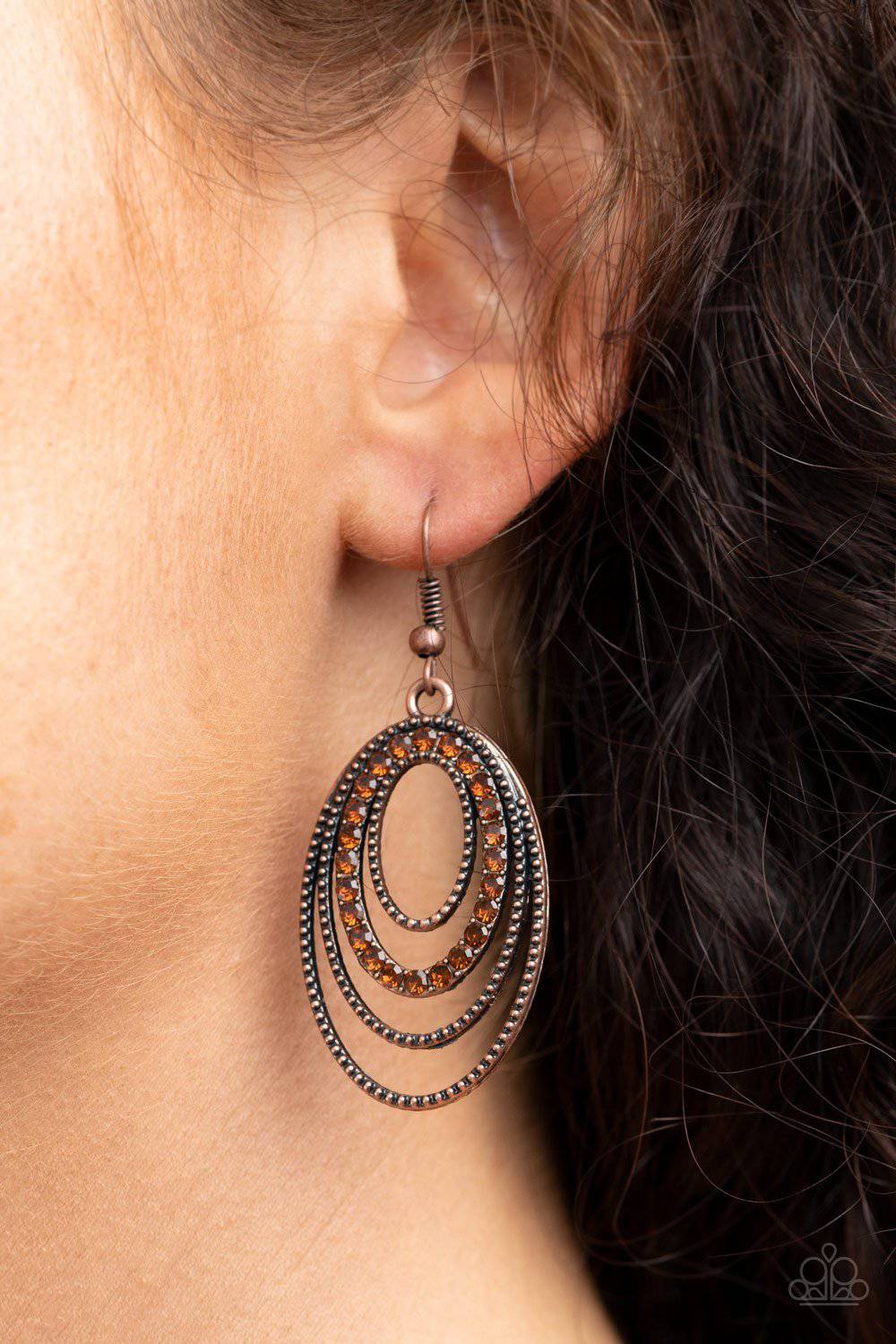 D334 - Date Night Diva Copper Earrings by Paparazzi Accessories on Fancy5Fashion.com