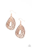 D126 - Metallic Meltdown Rose Gold Earrings by Paparazzi Accessories on Fancy5Fashion.com