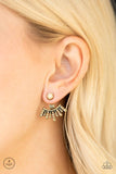 D27 - Diva Dynamite - Brass Earring by Paparazzi Accessories on Fancy5Fashion.com