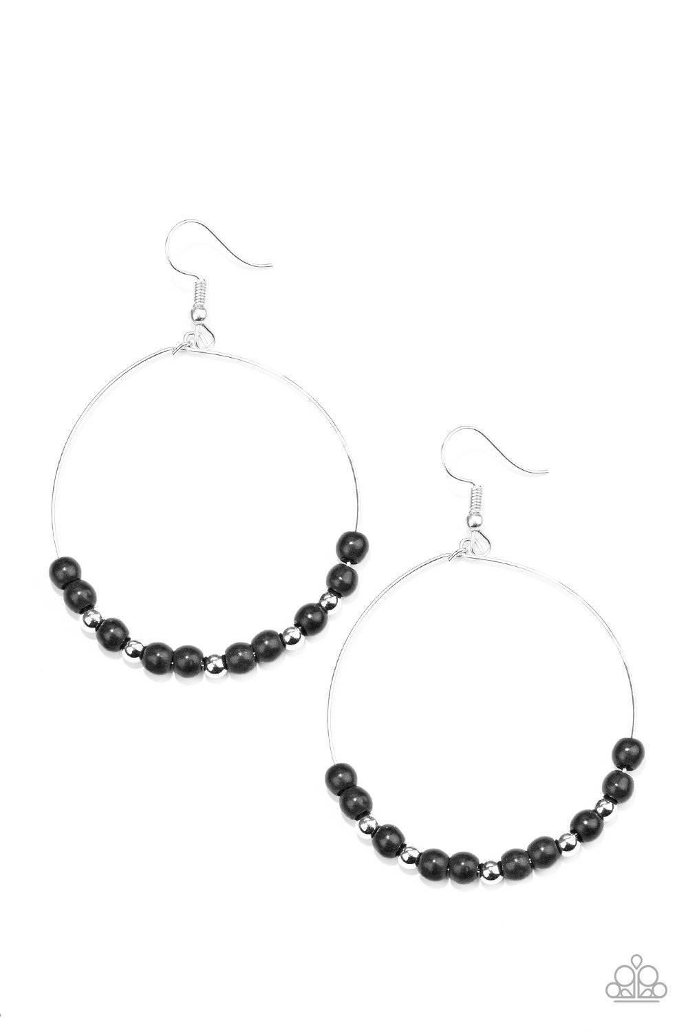 D311 - Stone Spa Black Earrings by Paparazzi Accessories on Fancy5Fashion.com