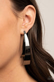 D367 - Underestimated Edge Black Hoop Earring by Paparazzi Accessories on Fancy5Fashion.com