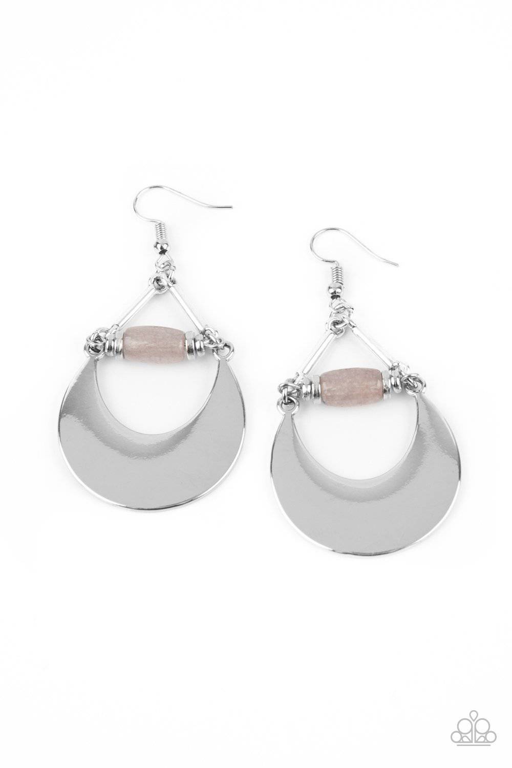 D372 - Mystical Moonbeams Silver Earring by Paparazzi Accessories on Fancy5Fashion.com